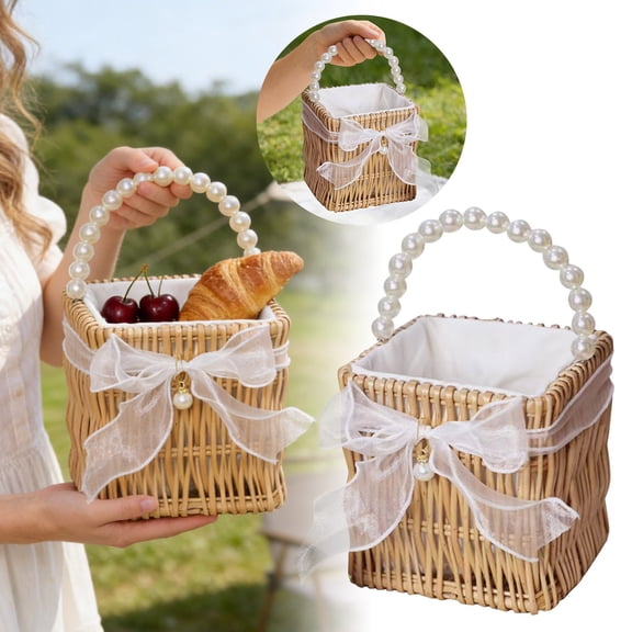 Handwoven For Home Organization Decorative Storage With Rope Handle Woven Tote For Living Room Bedroom Kitchen And Laundry
