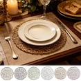 thumbnail image 1 of Handwoven Hollow Round Table Mat Heatproof Placemat, Paper Rope Dining Table Protector Decorative Pad, 12.99", Topliu, 1 of 6