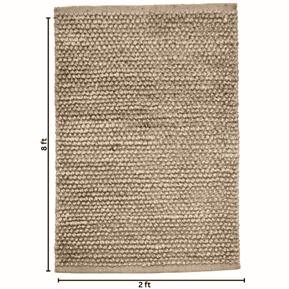 Handwoven Jute Area Rug, 2' x 8' Natural Textured Accent Rug for Entryway, Living Room, and Kitchen by Loom Mantra