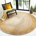 thumbnail image 1 of Handwoven Jute Area Rug,Natural Beige Color Yellow Line Hand Braided Round Rugs for Bedroom, Kitchen, Living Room, Farmhouse Rugs for Living-12x12 Square Feet (144x144 Inch), 1 of 3