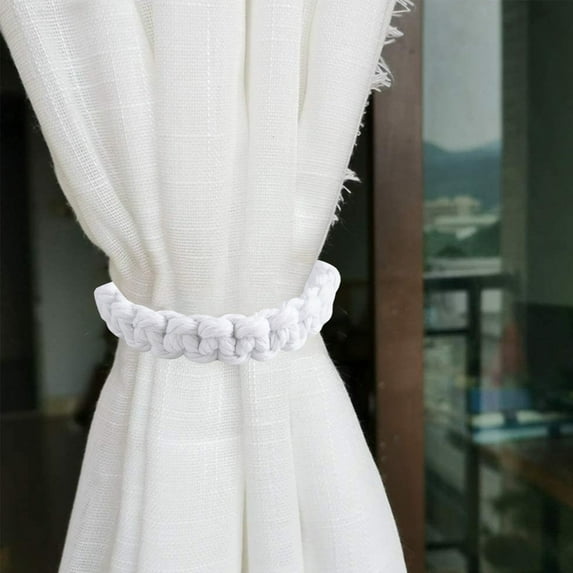 Handwoven Jute Curtain Tiebacks with Twisted Rope Design, Adjustable Fabric Holdbacks for Window Dressing and Home Organization