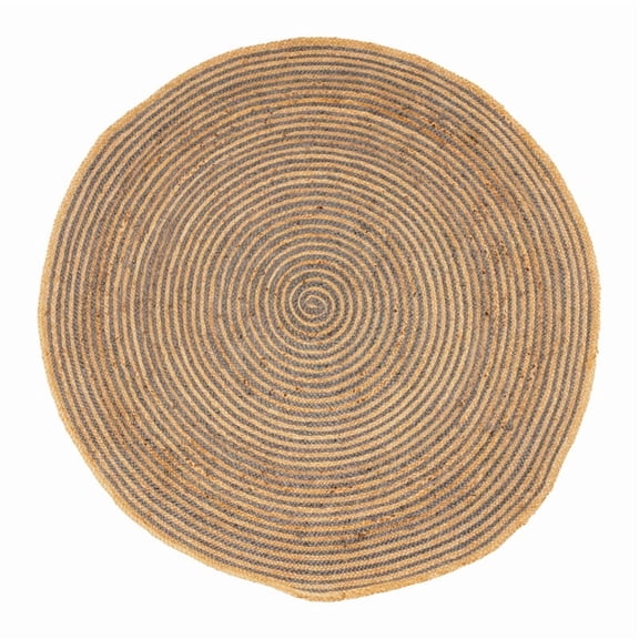 Jute Round Natural Braided Reversible Area Rug , Eco Friendly Rustic Farmhouse Boho Carpet for Living Room, Bedroom, Kitchen, Dining, Light Blue, 3 FT