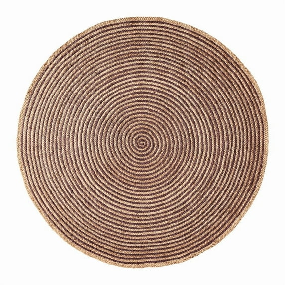 Jute Round Natural Braided Reversible Area Rug , Eco Friendly Rustic Farmhouse Boho Carpet for Living Room, Bedroom, Kitchen, Dining, Purple, 3 FT
