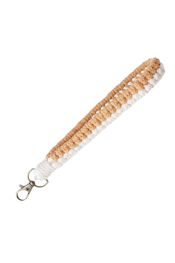 Handwoven Keychain Charm Cotton Rope with Metal Clasp Keyring Braided Wristlet Key Chain Accessory for Keys and Bags