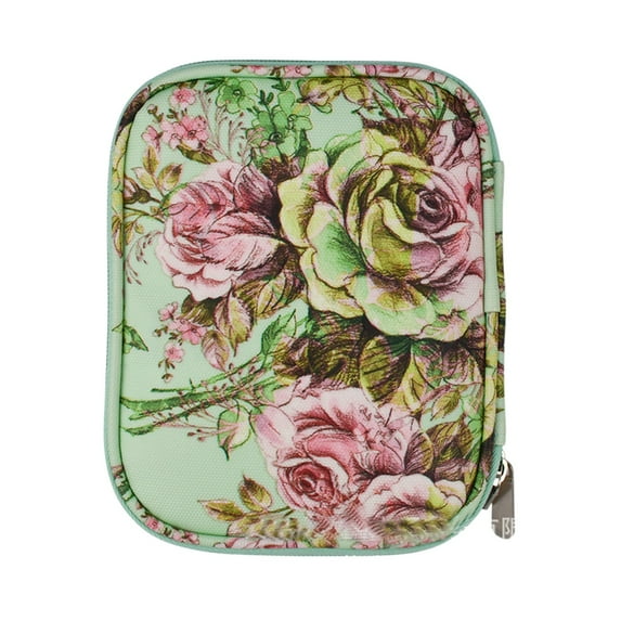 Handwoven Kit Green Peony Dusknt Tool Bag Crochet Hooks Case Empty Zipper Bags Portable Travel Crochet Storage Bag Organizer With Pocket And Crochet Holder Slots For Carrying Various Crochets Needles