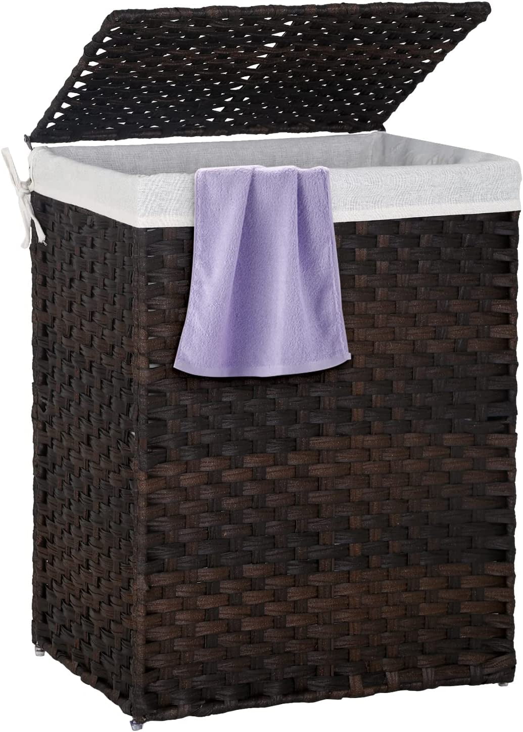 Handwoven Laundry Basket, 90L/110L Foldable Rattan Laundry Hamper with ...