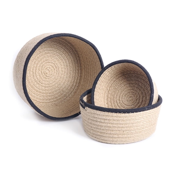 Handwoven Linen Braided Baskets Artistic Crafted Linen Rope Woven Storage Baskets for Simplistic Living Spaces
