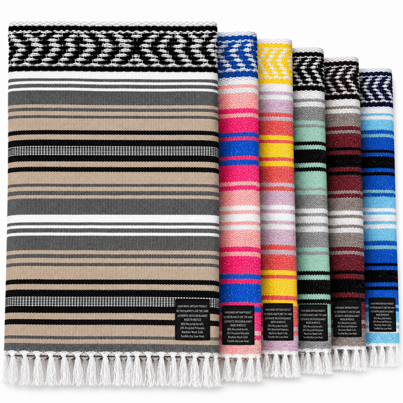 Handwoven Mexican Serape Throw Blanket Desert 70"x50"
