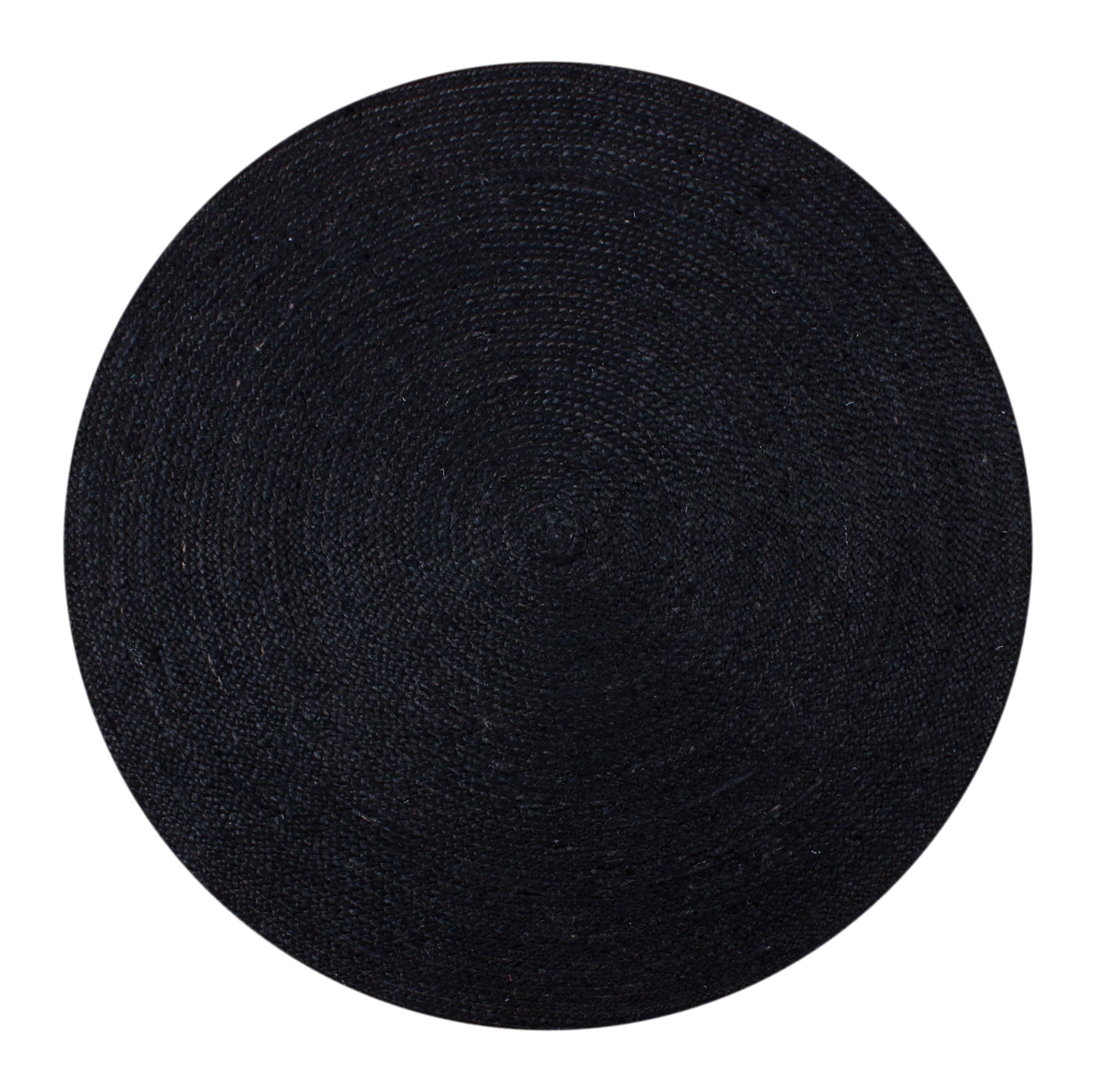 Handwoven Natural Black Jute Rug Indian Geometric Round Living Area Carpet Indoor Outdoor Decor