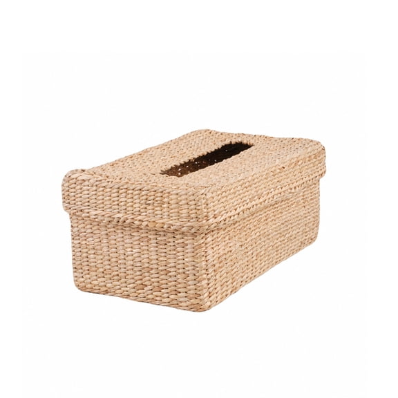 Handwoven Natural Fiber Tissue Box Cover, Rectangular Facial Tissue Holder with Removable Lid for Bathroom, Living Room, Bedroom & Office