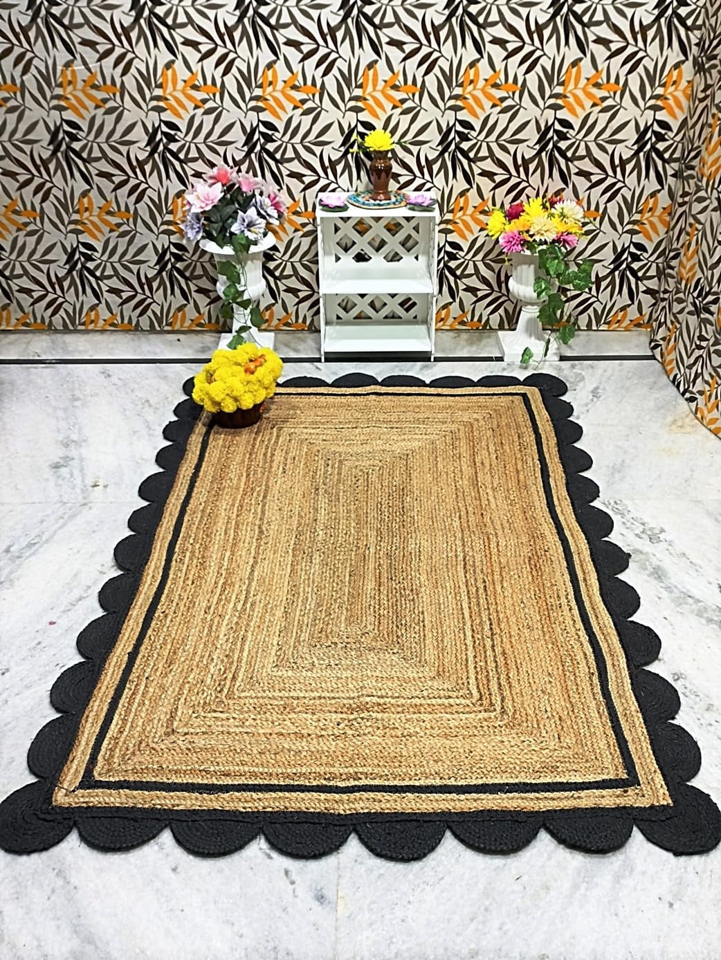 Handwoven Natural Jute Area Rug – Eco-Friendly, Durable & Stylish Floor Décor Rug, Rural Rugs Size - 5 x 8 Feet (150 cm x 240 cm)