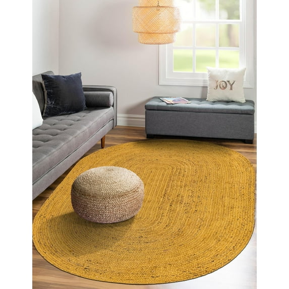 Handwoven Natural Jute Area Rug , Floor Rugs & CarpetSize - 5 x 7 Feet Oval (150 cm x 210 cm)