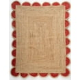 thumbnail image 1 of Handwoven Natural Jute Red Scalloped Rugs , Home Décor Jute Carpet 8 x 11 Feet ( 240 cm X 330 cm ) Rectangle, 1 of 4