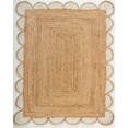 thumbnail image 1 of Handwoven Natural Jute with white Scalloped Rugs , Home Décor Jute Carpet 4 x 10 Feet ( 120 cm x 300 cm )Rectangle, 1 of 4