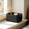 thumbnail image 1 of Handwoven Natural Paper Rope Storage Basket, Decorative Wicker Organizer Basket, Multipurpose Woven Bin for Kitchen Sundries Toys and Home Storage Organization, Black-M, 1 of 6