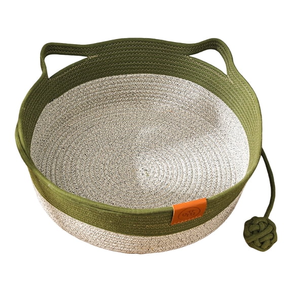 Handwoven Natural Rattan Pet Bed Breathable Sleeping Rope Weaving Design for Cats and Dogs