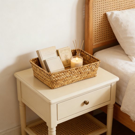 Handwoven Natural Wicker Storage Basket for Home Organization - Versatile Desktop Clutter Organizer for Bathroom, Entryway, and Living Room - Adds Warm Natural Ambiance to Your Space