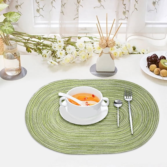 Handwoven Oval PVC Placemat for Dining Table Heat Resistant Durable Washable Kitchen Mat 45x30cm Green