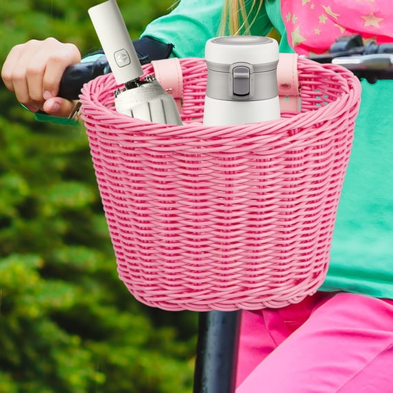 Handwoven PP Bike Basket 18x14x12cm Adjustable Handlebar Front Storage Basket for Bicycles Scooters and Outdoor Use
