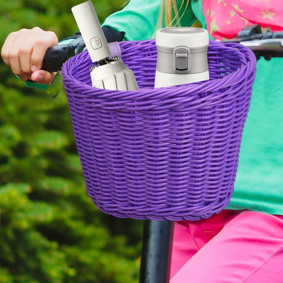 Handwoven PP Bike Basket 18x14x12cm Adjustable Handlebar Front Storage Basket for Bicycles Scooters and Outdoor Use