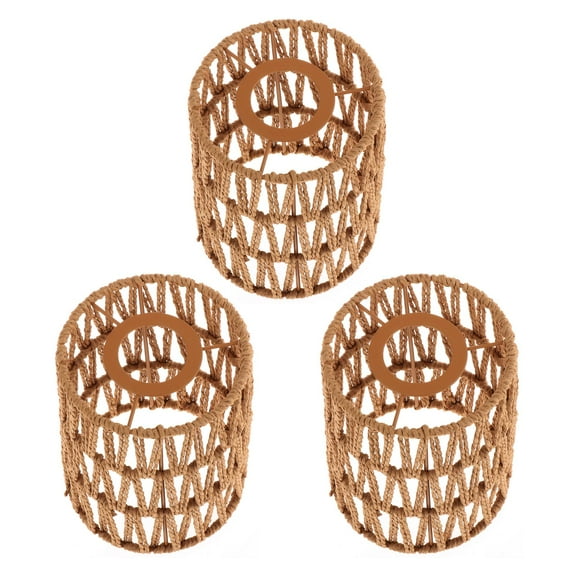 Handwoven Pendant Lamp Shade Boho Lampshade for Wall Sconce Rustic Ceiling Light Shade Chandelier Lamp Shade for Outdoor Restaurant Decor 3pcs