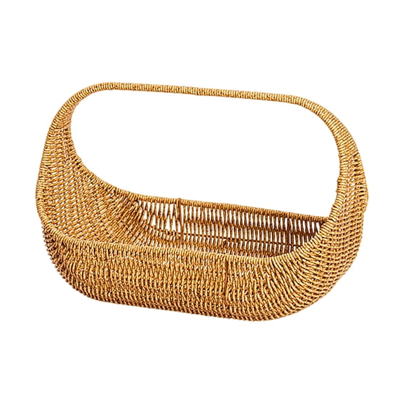 Handwoven Plastic Storage Basket In Unique Boat Shape Suitable For Flowers And Living Space