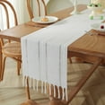 thumbnail image 1 of Handwoven Polyester Table Runner with Fringe - 13"x79" Farmhouse Lace Tablecloth for Dining Table, Christmas, Thanksgiving, Rustic Wedding Decor (Ivory), 1 of 8