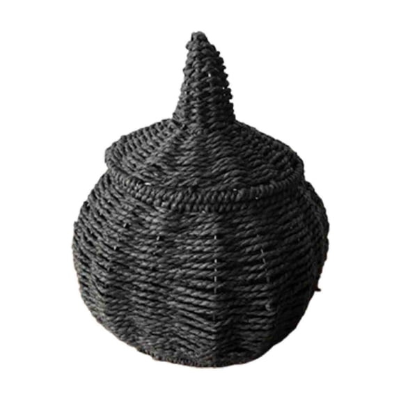 Handwoven Pumpkin Storage Basket, Natural Rattan with Lid, Fall Halloween Home Decor