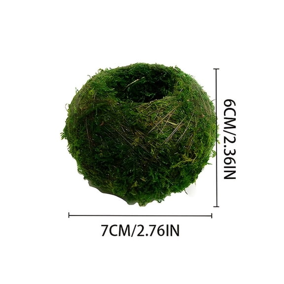 Handwoven Rattan Artificial Moss Ball Planter, Natural Green Bonsai Plant Container, Desktop Micro Landscape Decorative Flower Pot For Indoor Home Garden & Anniversary Tabletop Ornament,,1Pc