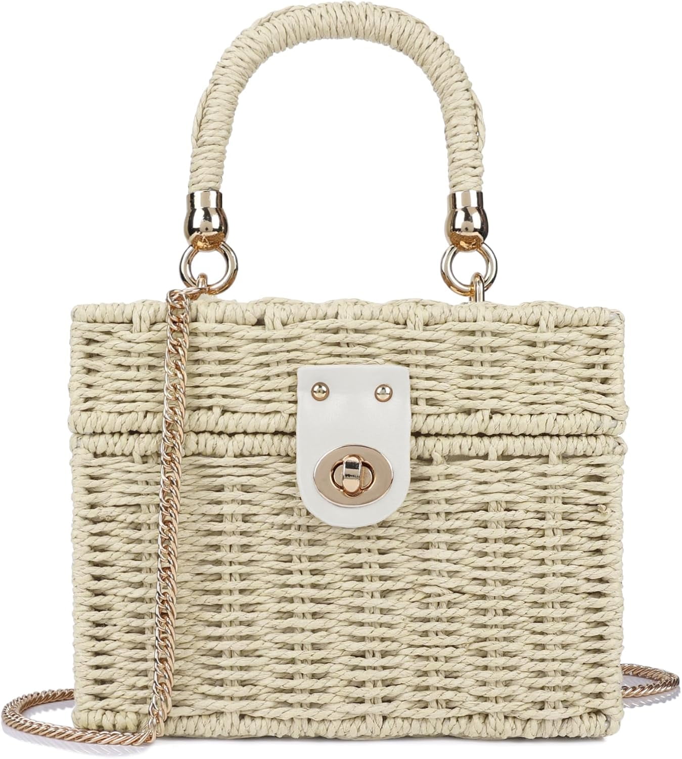 Handwoven Rattan Bag for Women Wicker Crossbody Shoulder Bag Straw Beach Tote Bag