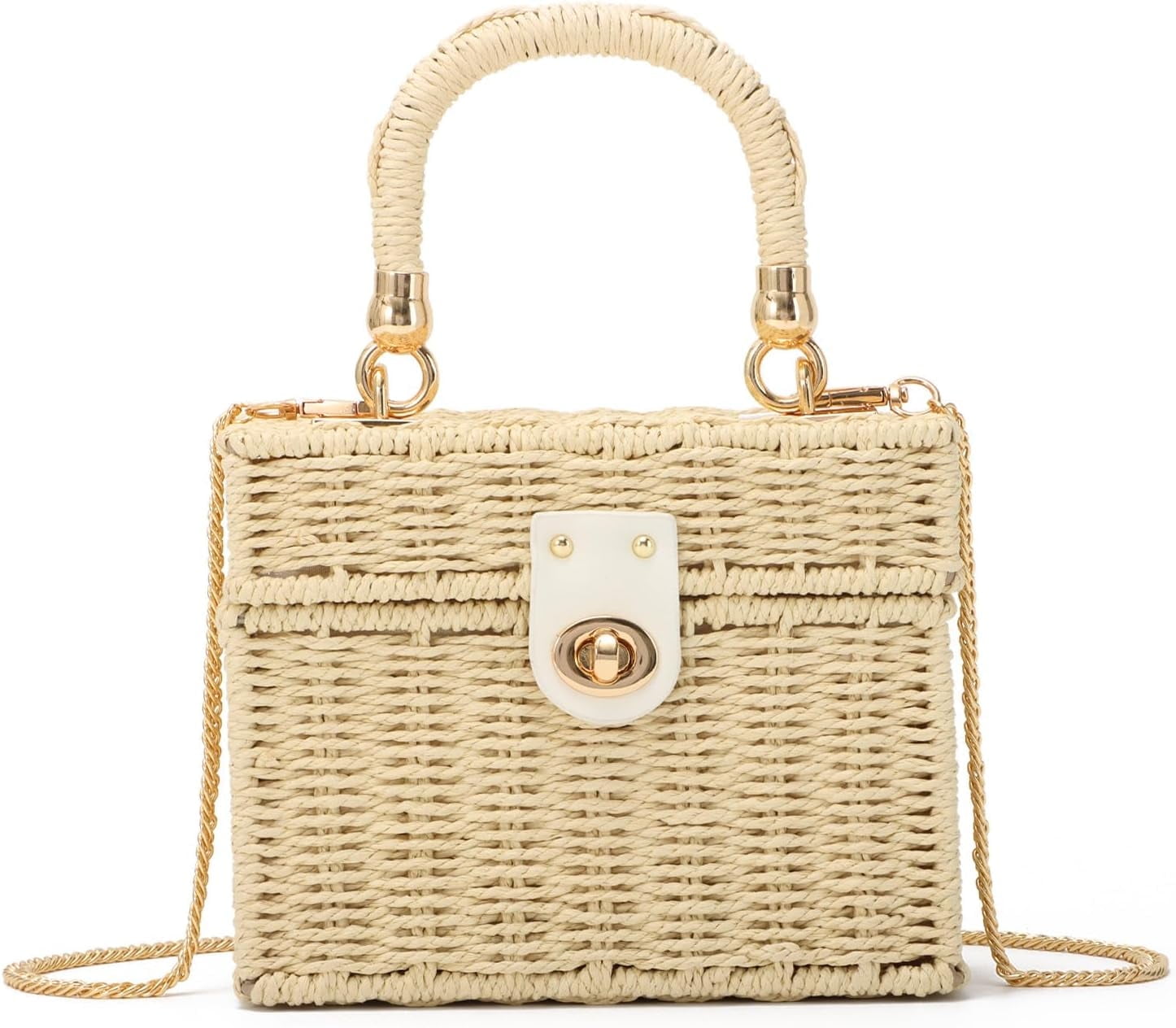 Esunarty Derby Women’s Rattan & Straw Tote Bag, Beige