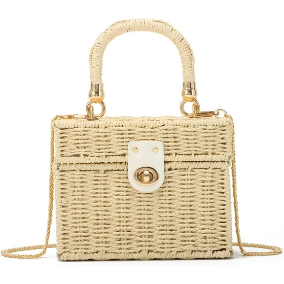 Esunarty Derby Women’s Rattan & Straw Tote Bag, Beige