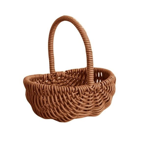 Handwoven Rattan Basket with Handle Multipurpose Storage Basket for Home Decor Fruit Bread Picnic Gift Basket Organizer