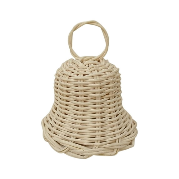 Handwoven Rattan Bell Christmas Wall Decoration with Pine Cones-Natural Home Decor for Indoor Christmas