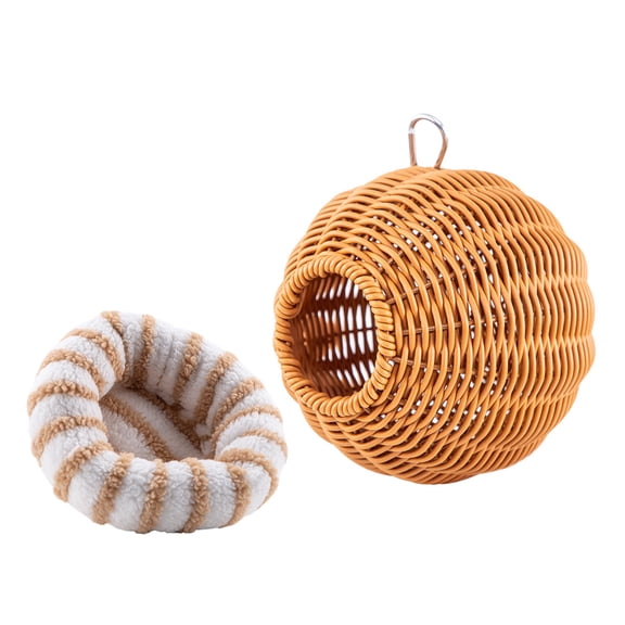 Handwoven Rattan Bird House With Ventilated Design & Secure Hook for Outdoor Hatching Shelter Garden Decor
