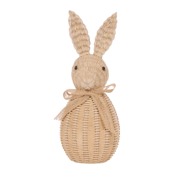 Handwoven Rattan Bunny Figurine Decorative Wicker Rabbit Sculpture Ornament for Home and Office Display Easter Tabletop Accent