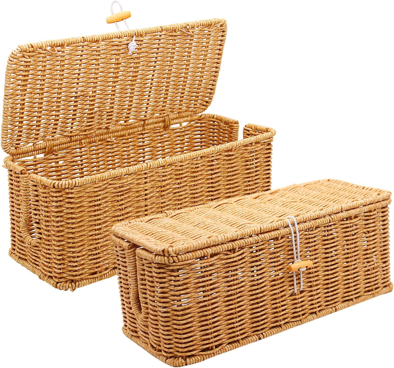 Handwoven Rattan Cable Management Box, Desk Handwoven Rattan Cord Hider ...