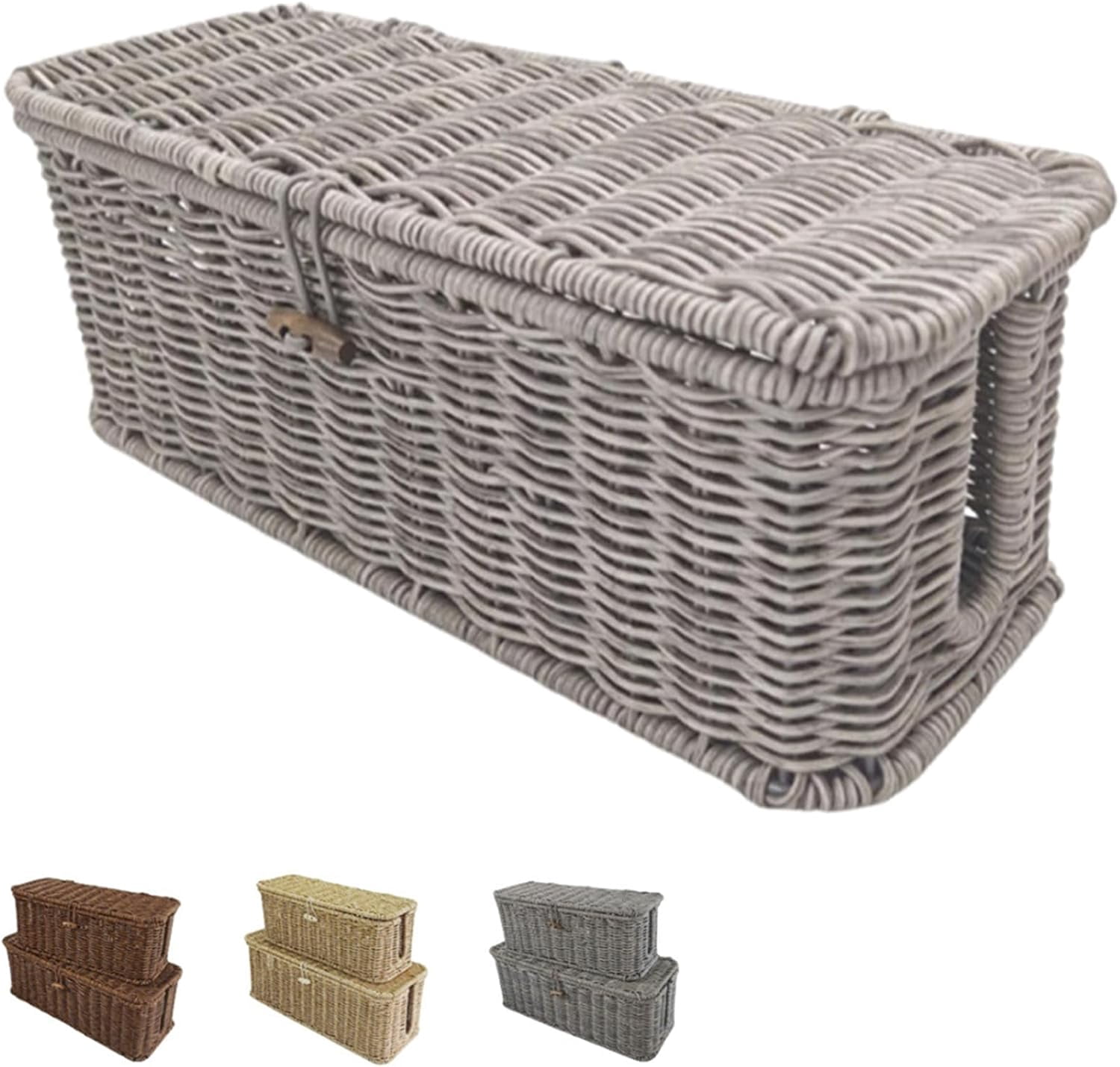 Handwoven Rattan Cable Management Box: Stylish Power Strip Organizer ...