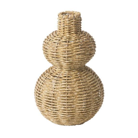 Handwoven Rattan Double Gourd Shaped Decorative Vase for Tabletop Display Home Interior Accent Piece