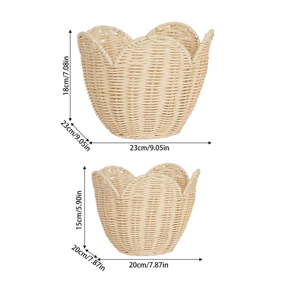 Handwoven Rattan Lily Storage Basket, Wicker Organizer for Home, Guesthouse, Toys, and Sundry Items, Rustic Decorative Container