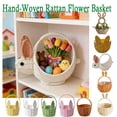 thumbnail image 1 of Handwoven Rattan Look Flower Basket with Handle, Woven Bouquet Holder for Floral Design, Wedding Table Styling, Seasonal Decor and Artistic Home Arrangement Display, HAODEJW, 1 of 8