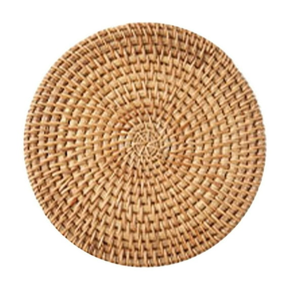 Handwoven Rattan Placemats, Round Natural Fiber Table Mats for Dining Decor, Heat Resistant and Non-Slip Tableware Protectors, Handcrafted Decorative Place Mats Set