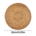 thumbnail image 1 of Handwoven Rattan Placemats Set of 2 | Round Natural Wood Color Dining Table Mats | Heat-Resistant & Non-Slip | 7.87in, 7.08in, 6.29in, 3.93in, 3.14in Diameter, 1 of 7