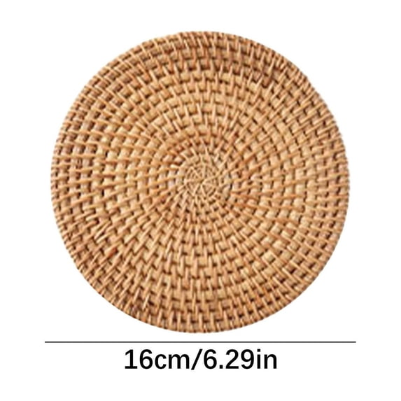 Handwoven Rattan Placemats Set of 2 | Round Natural Wood Color Dining Table Mats | Heat-Resistant & Non-Slip | 7.87in, 7.08in, 6.29in, 3.93in, 3.14in Diameter