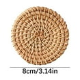 thumbnail image 1 of Handwoven Rattan Placemats Set | Round Natural Fiber Dining Table Mats | Heat-Resistant & Non-Slip | Decorative Coasters for Home & Homestay | 5 Sizes Dark Brown, 1 of 6