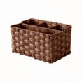 thumbnail image 1 of Handwoven Rattan Silverware Caddy With Handle 3-Comp Utensil & Napkin Holder, Portable Wicker Cutlery Basket For Picnic Bbq, Farmhouse Kitchen Decor Rack 9.06X5.91X5.12" New, 1 of 6