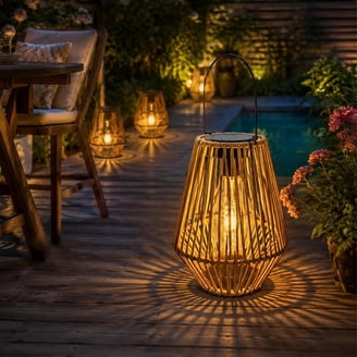 Retro Rattan Solar Lantern – Waterproof Wicker Outdoor Light With Warm Glow For Table, Patio, Garden, Porch – 300mAh Battery