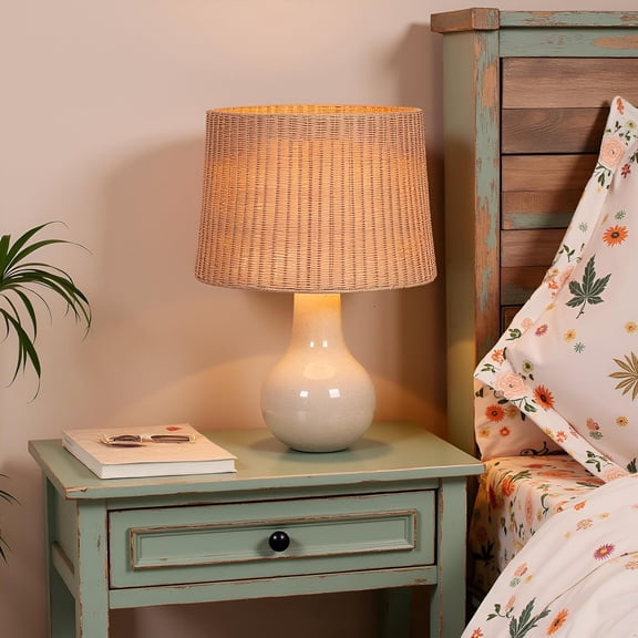 Handwoven Rattan Spider Lamp Shade, Natural, 13" Top x 16" Bottom x 11" Slant Height – Eco-Friendly, Stylish Lighting Accessory