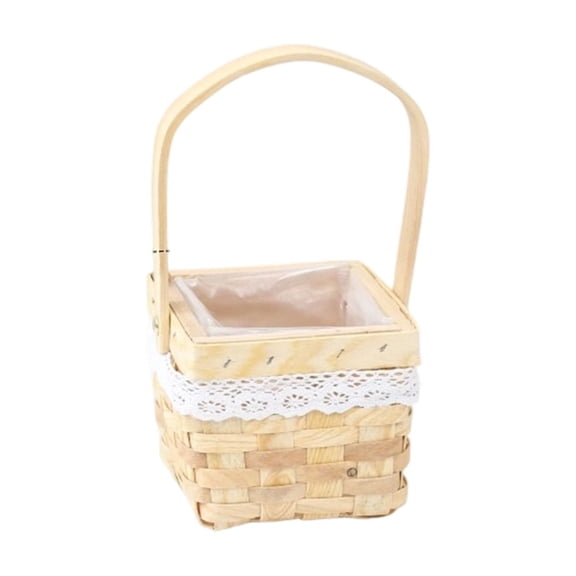 Handwoven Rattan Storage Basket with Handle Rustic Wicker Planter for Flowers and Home Decor Khaki 6.3 x 4.3 Inches 1 Count
