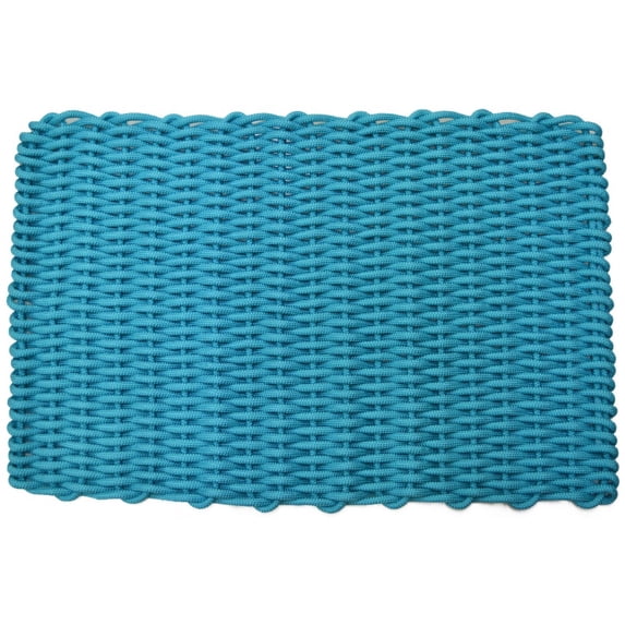 Handwoven Rope Door Mat Rug - Aqua - MEDIUM ( 19" X 33")